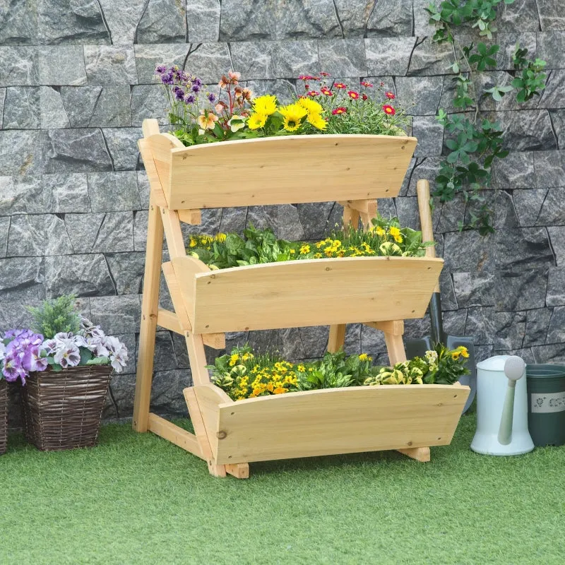 3 Tier Raised Garden Bed - Light Brown