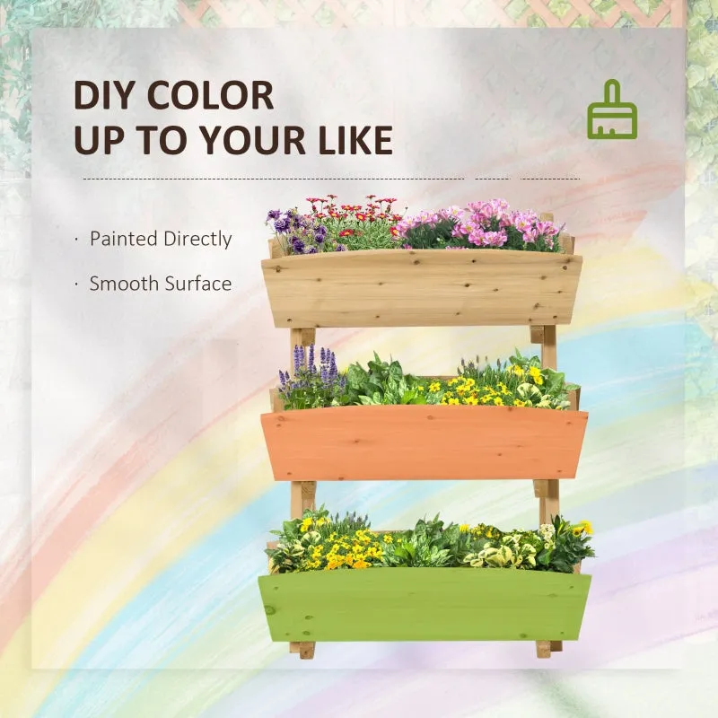 3 Tier Raised Garden Bed - Light Brown