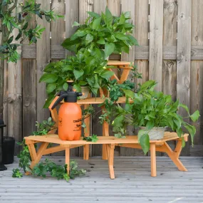 3-Tier Wooden Raised Plant Stand