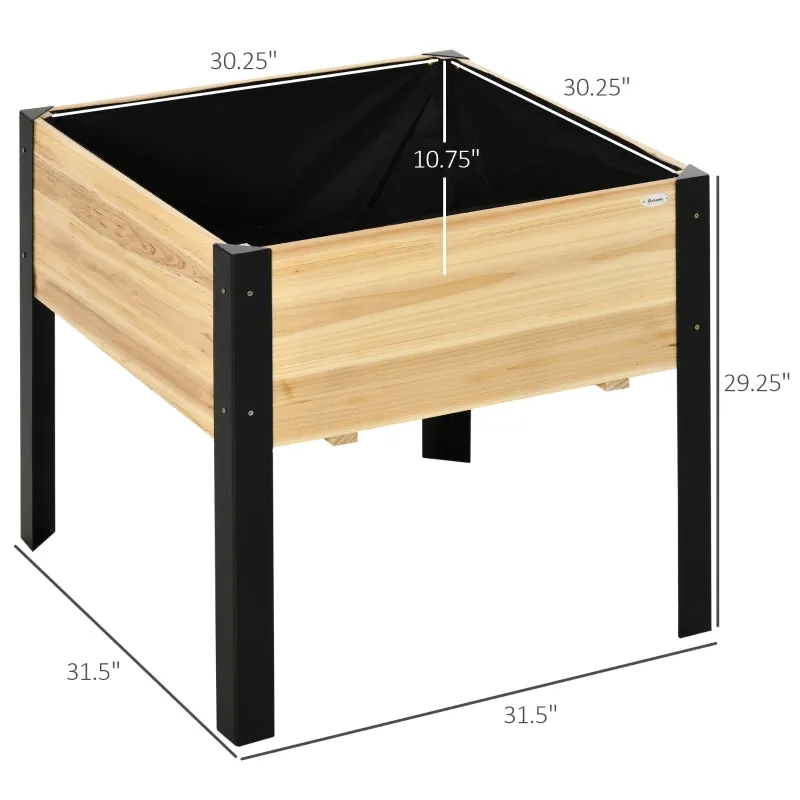 32''x 32''x 29'' Metal Frame Elevated Planter Box - Natural, Black