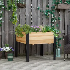 32''x 32''x 29'' Metal Frame Elevated Planter Box - Natural, Black