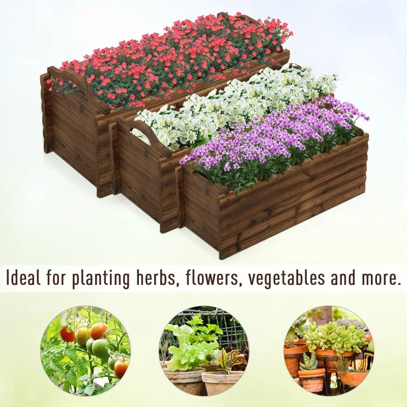 3pc Wooden Garden Flower Bed - Natural