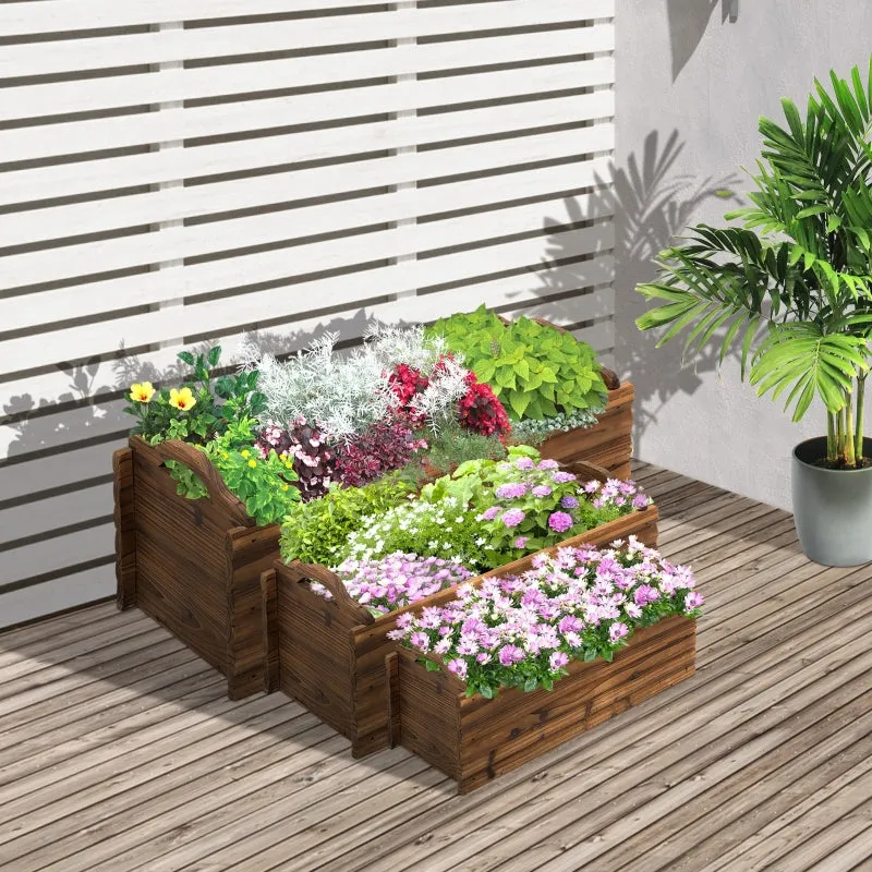 3pc Wooden Garden Flower Bed - Natural