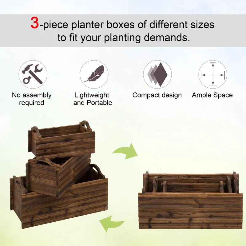 3pc Wooden Garden Flower Bed - Natural