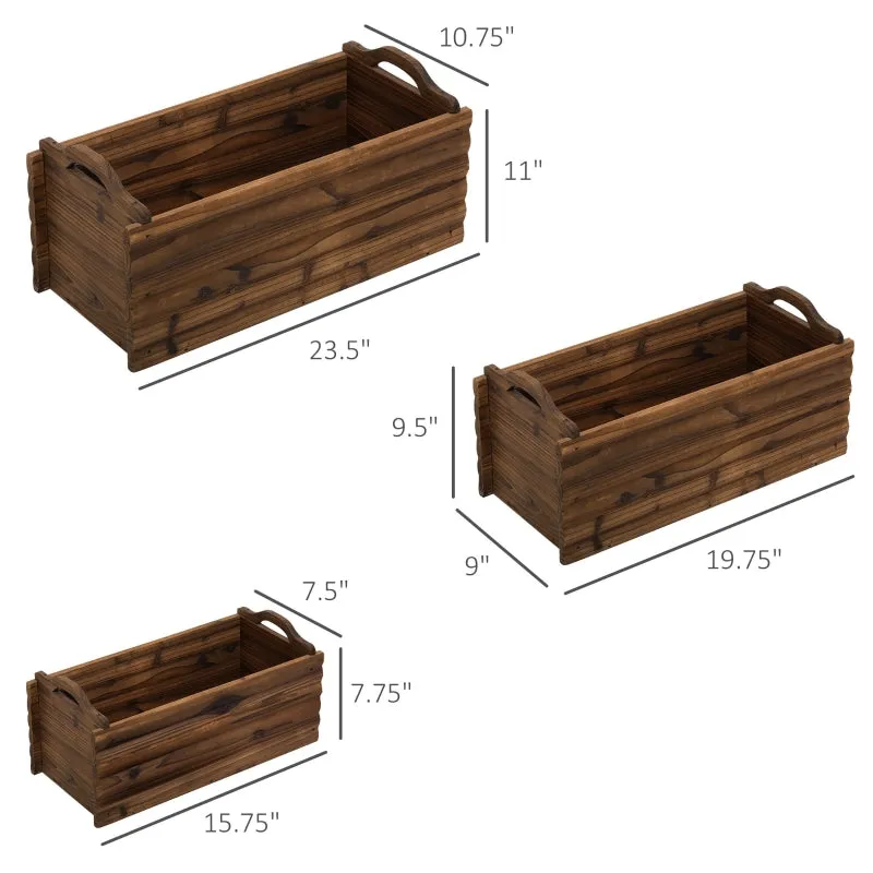 3pc Wooden Garden Flower Bed - Natural