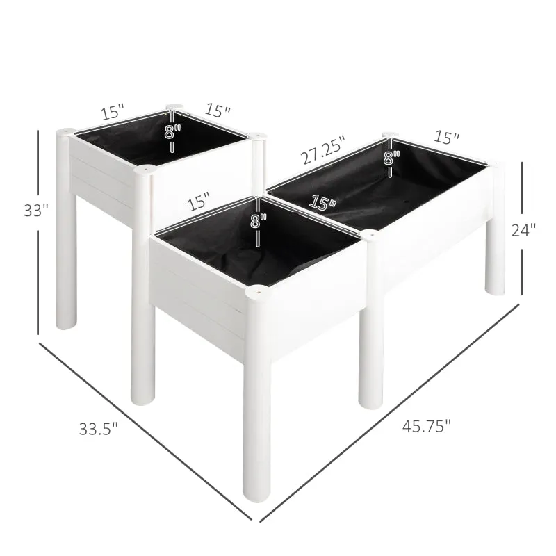 46'' x 34'' x 33'' Outdoor Elevated Planter Box - White