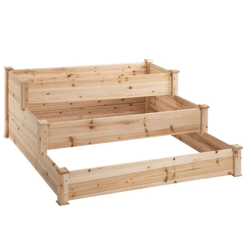 49''x 49"x 22" 3-Tier Raised Garden Bed - Natural