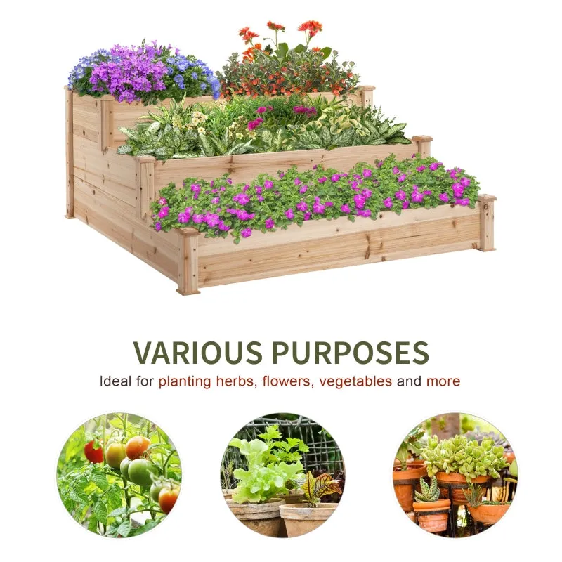 49''x 49"x 22" 3-Tier Raised Garden Bed - Natural