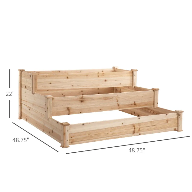 49''x 49"x 22" 3-Tier Raised Garden Bed - Natural