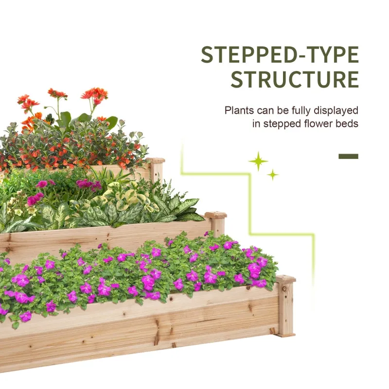 49''x 49"x 22" 3-Tier Raised Garden Bed - Natural