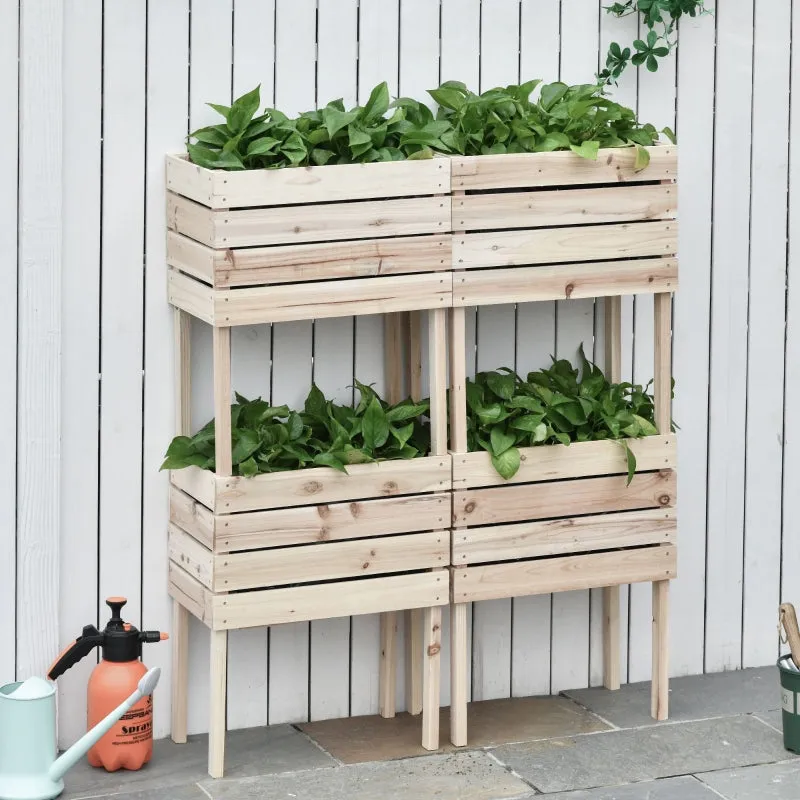 4pc Wooden Raised Garden Bed - Natural