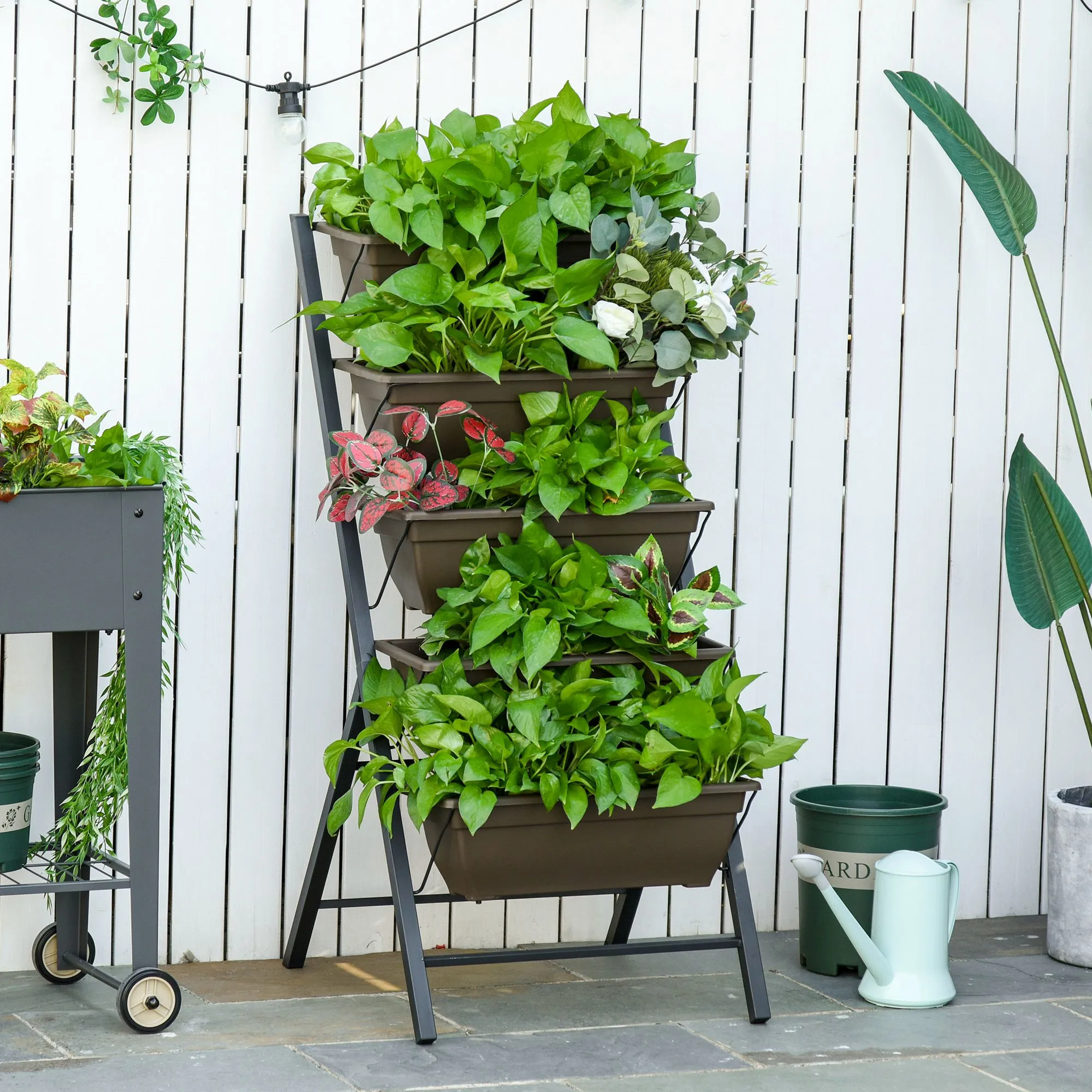 5-Tier Raised Garden Bed with Foldable Frame