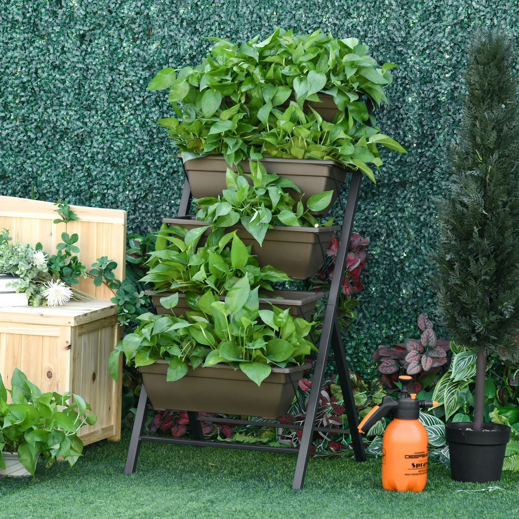 5-Tier Raised Garden Bed with Foldable Frame