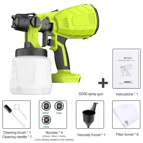 Adjustable Nozzle Cordless Paint Sprayer, 21V, 1000mL Capacity