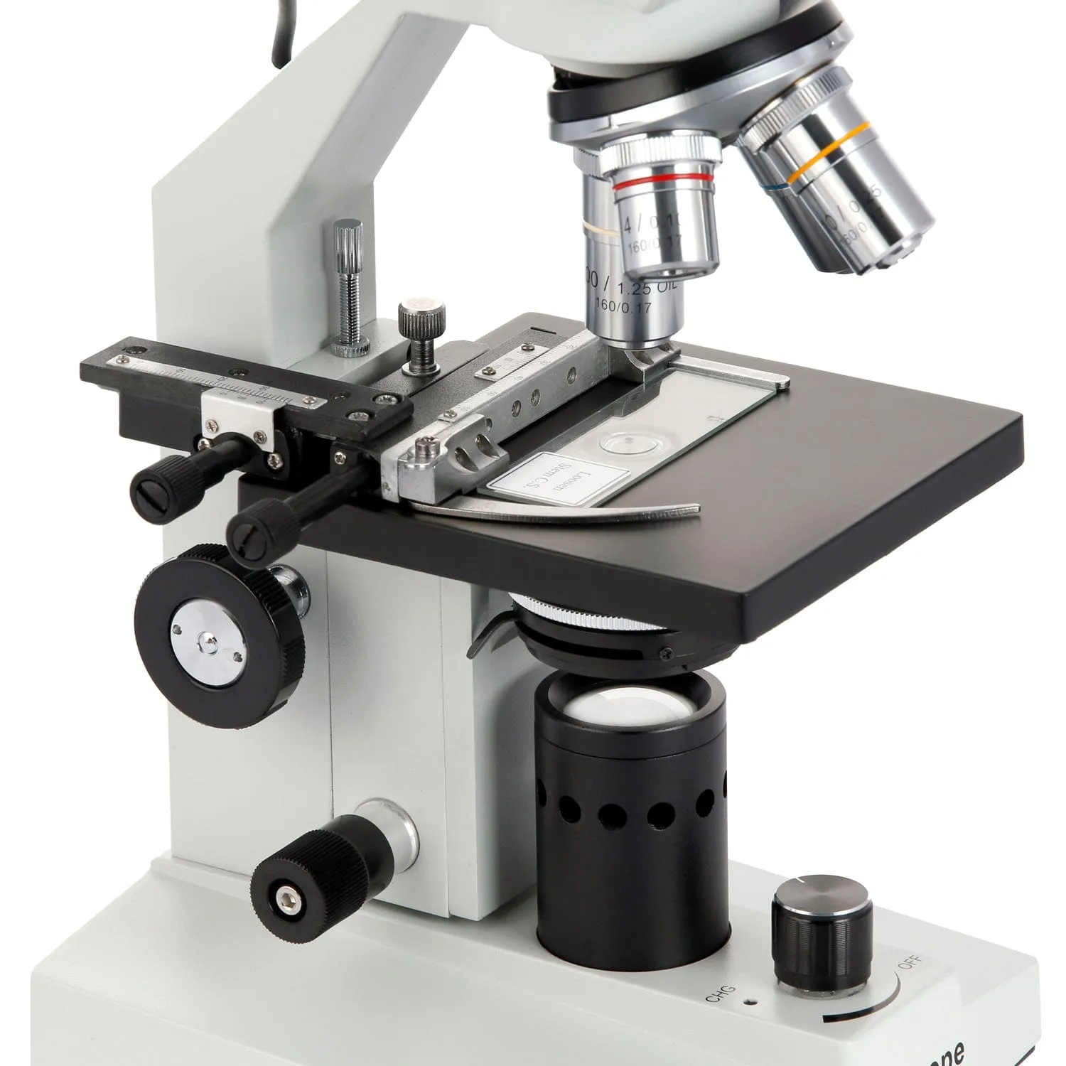 AmScope B100 Series Biological Binocular Compound Microscope 40X-1000X Magnification with LED, Mech. Stage, Slide Making Kit   Optional Digital Camera and Book