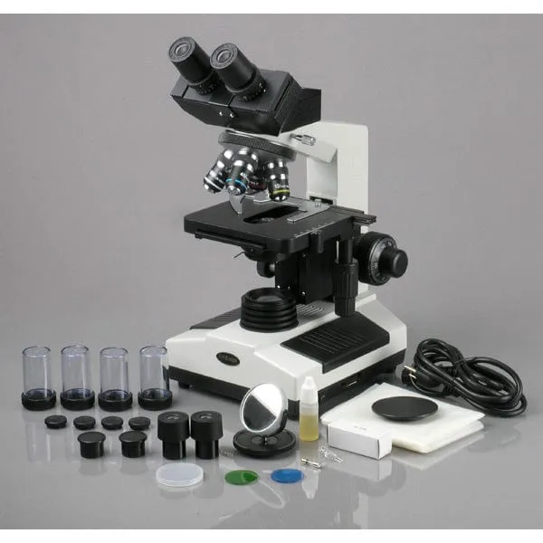 AmScope B390 Series Binocular Compound Microscope with 20W Halogen, 3D Mechanical Stage and Optional Digital Camera