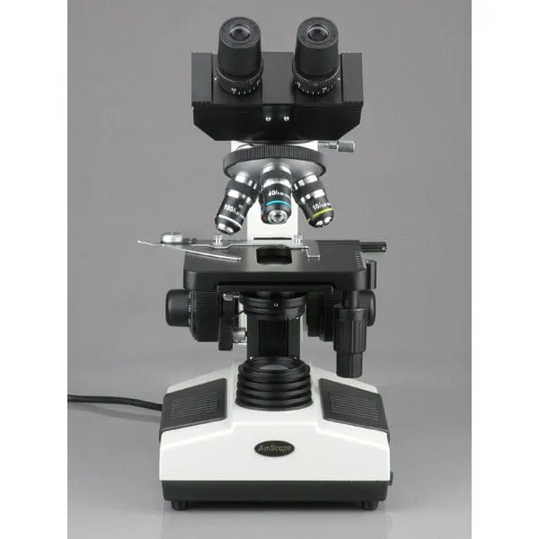 AmScope B390 Series Binocular Compound Microscope with 20W Halogen, 3D Mechanical Stage and Optional Digital Camera