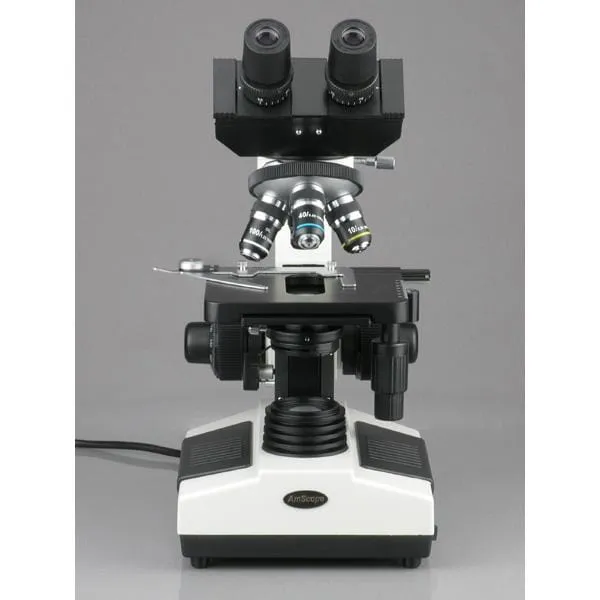 AmScope B390 Series Phase-Contrast Biological Binocular Compound Microscope with 20W Halogen, 3D Mechanical Stage and Optional Digital Camera