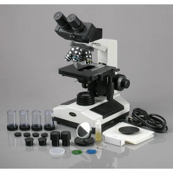 AmScope B390 Series Phase-Contrast Biological Binocular Compound Microscope with 20W Halogen, 3D Mechanical Stage and Optional Digital Camera