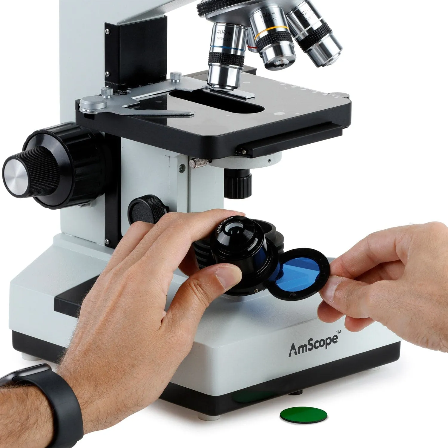 AmScope B490 Series Binocular Compound Microscope 40X-2000X Magnification 220V Version