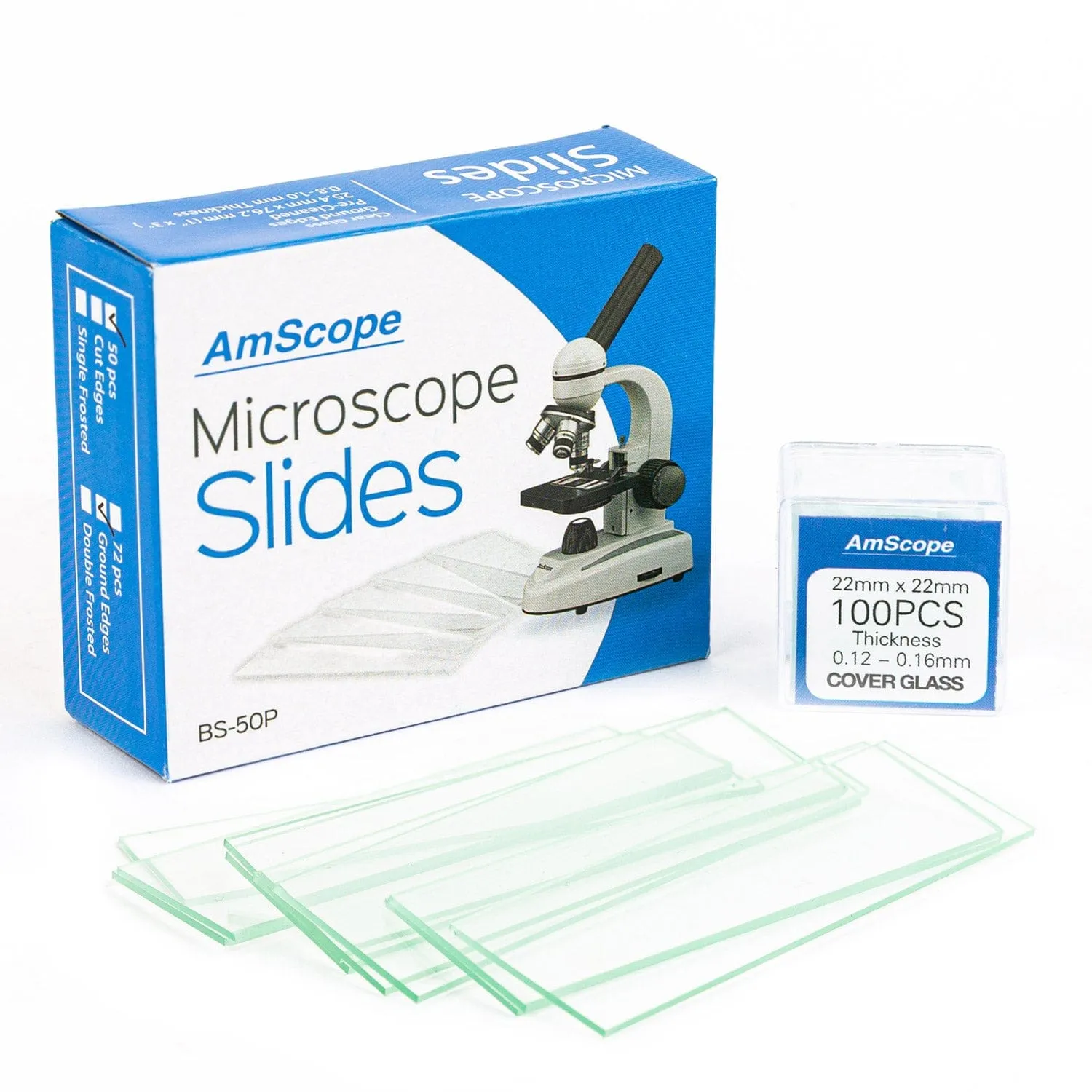 AmScope B490 Series Binocular Compound Microscope 40X-2000X Magnification with 50 Slides and 100 Coverslips