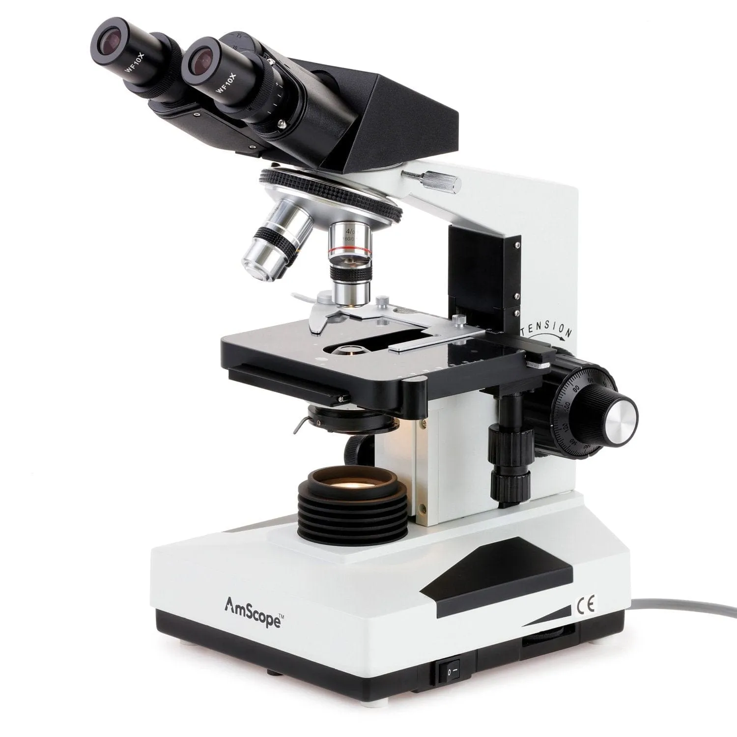 AmScope B490 Series Professional Biological Binocular Compound Microscope With 20W Halogen, 3D Mechanical Stage and Optional Digital Camera