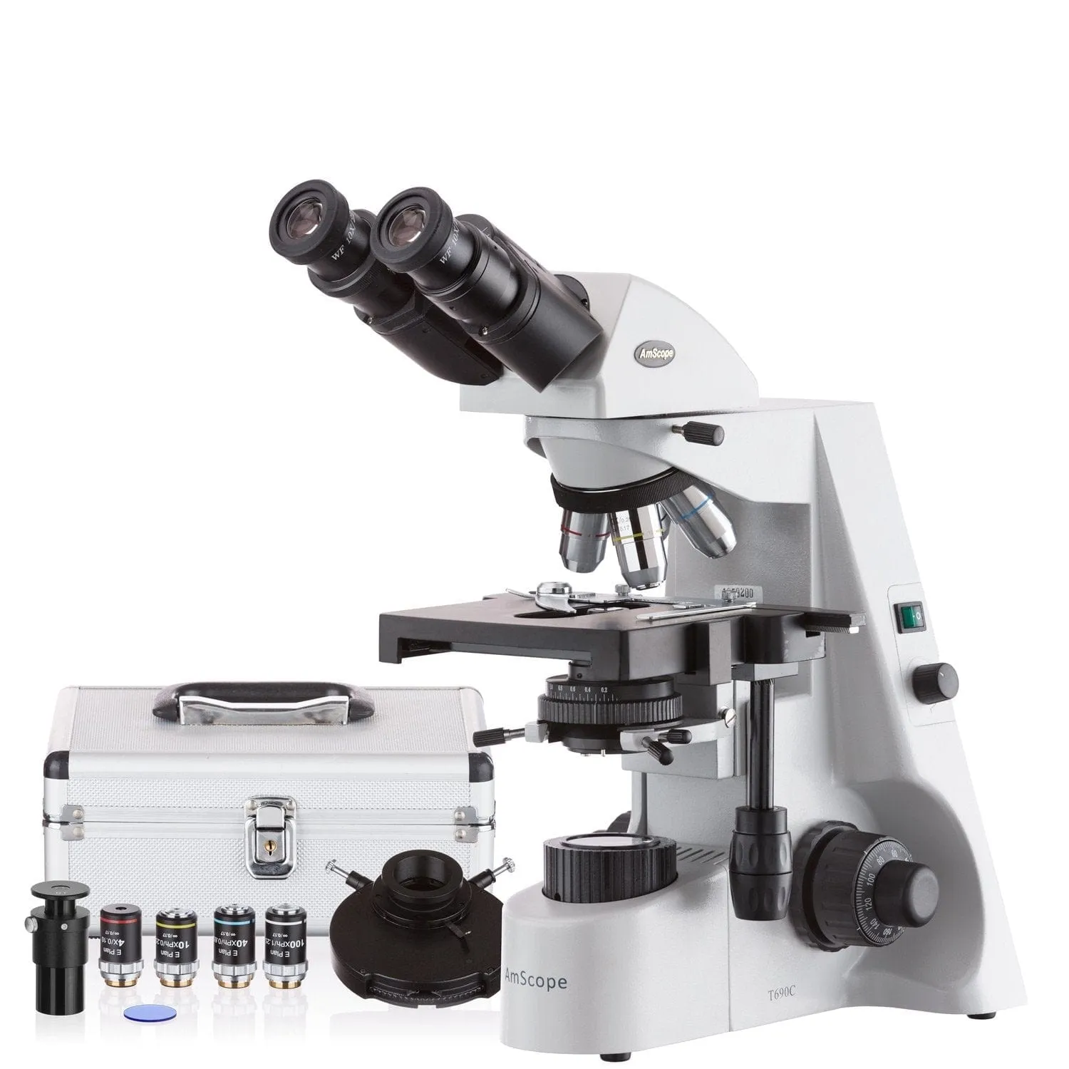 AmScope B690 Series Koehler Phase-contrast Binocular Compound Microscope with Plan Optics and Optional Camera