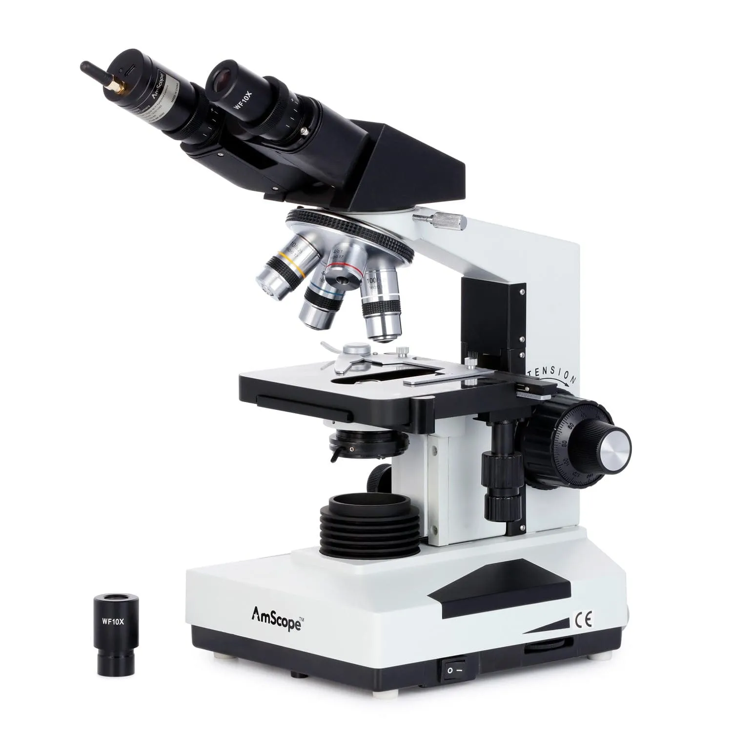 AmScope Binocular Compound Microscope 40X-2000X MagnificationProfessional, Biological w/ Halogen Illumination, 3D Stage   Wi-Fi 2.0MP Digital Eyepiece Camera