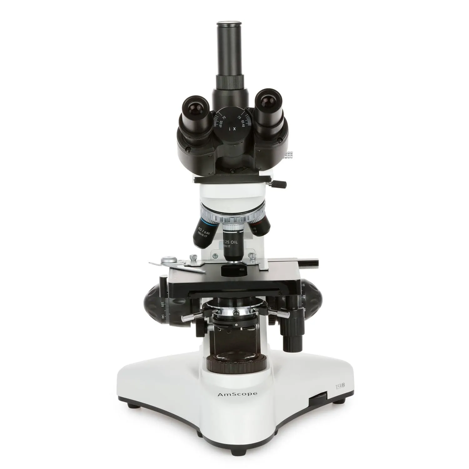 AmScope Outlet T530 Series Biological Compact Base Trinocular Compound Microscope with 20W Halogen Kohler Illumination, 3D Mechanical Stage and Optional Digital Microscope