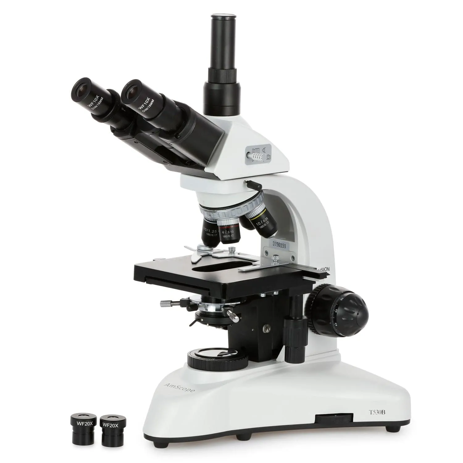 AmScope Outlet T530 Series Biological Compact Base Trinocular Compound Microscope with 20W Halogen Kohler Illumination, 3D Mechanical Stage and Optional Digital Microscope