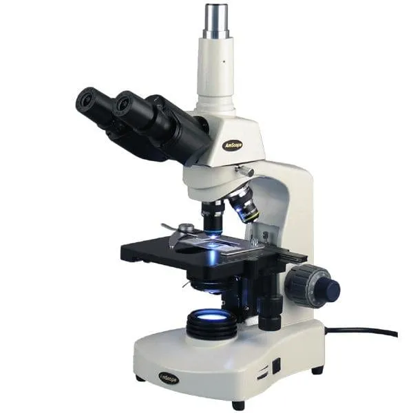 AmScope T340 Series Trinocular Compound Microscope with 3W LED, 3D Mechanical Stage and Optional Digital Camera