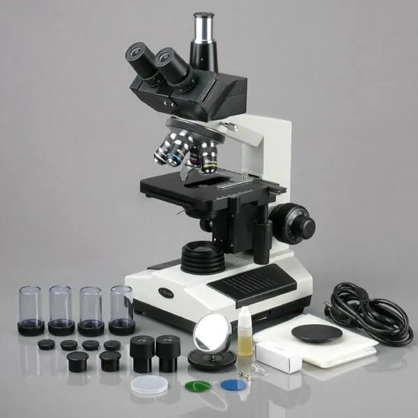 AmScope T390 Series Biological Trinocular Compound Microscope with 20W Halogen, 3D Mechanical Stage and Optional Digital Camera