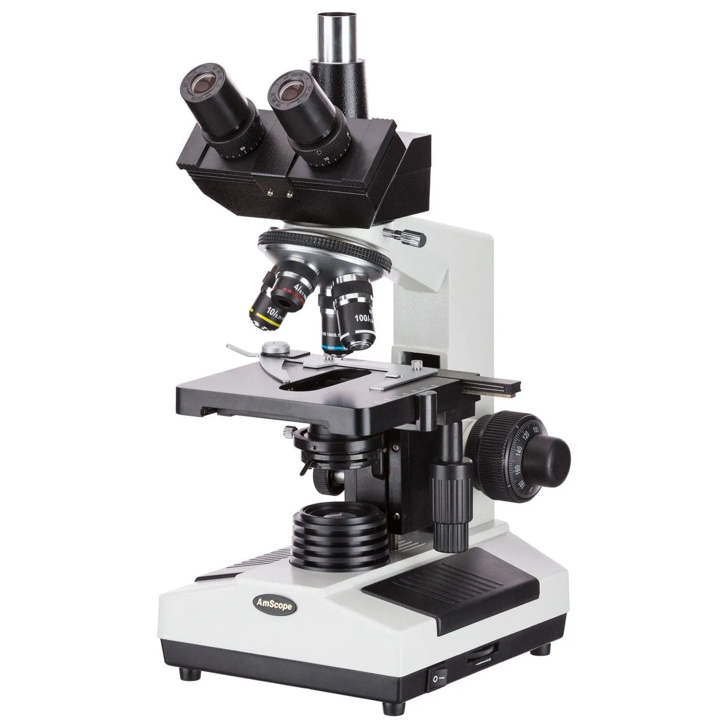 AmScope T390 Series Biological Trinocular Compound Microscope with 20W Halogen, 3D Mechanical Stage and Optional Digital Camera