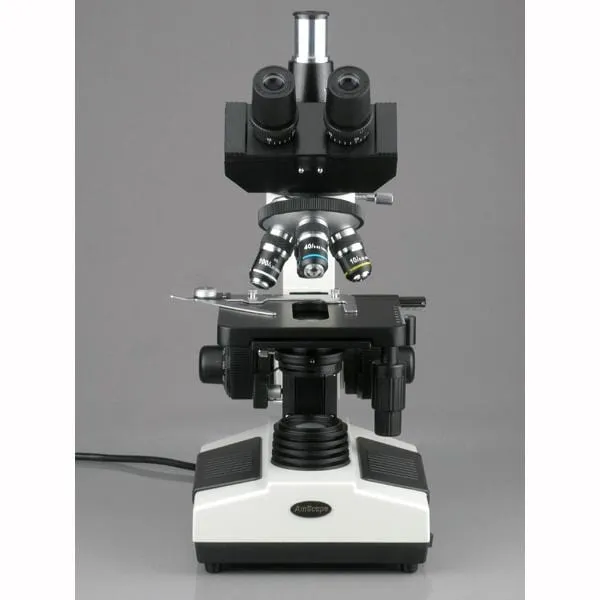 AmScope T390 Series Biological Trinocular Compound Microscope with 20W Halogen, 3D Mechanical Stage and Optional Digital Camera