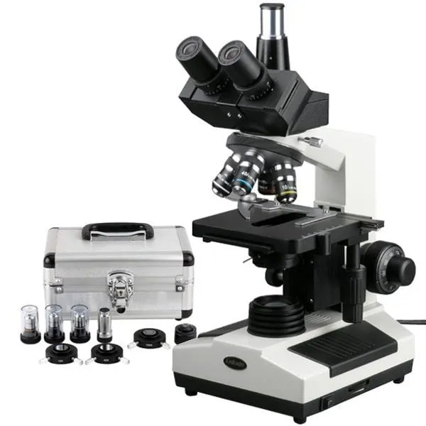 AmScope T390 Series Phase-Contrast Biological Trinocular Compound Microscope with 20W Halogen, 3D Mechanical Stage and Optional Digital Camera