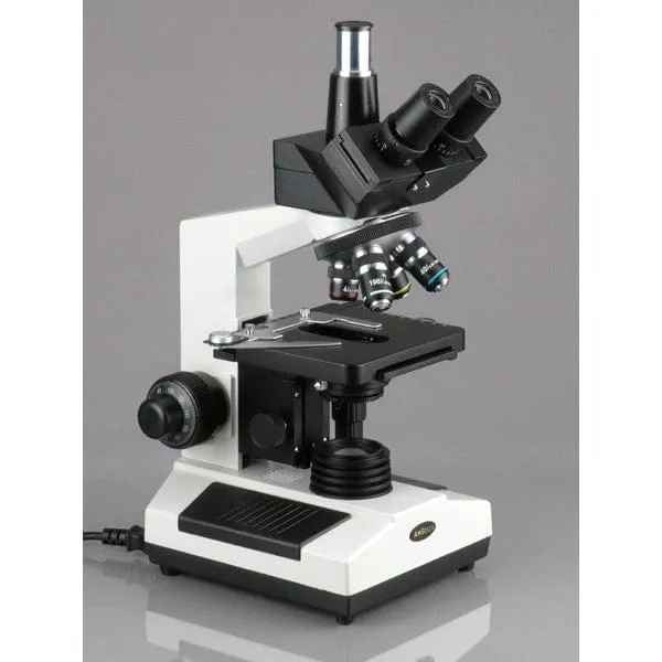 AmScope T390 Series Trinocular Biological Compound Microscope 40X-2500X Magnification with HD Recording Camera