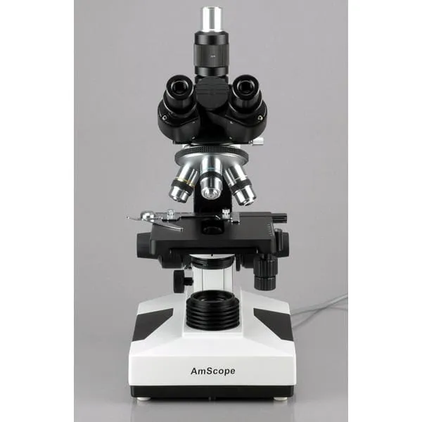 AmScope T490 Series Phase-Contrast Simul-Focal Trinocular Compound Microscope with 20W Halogen, 3D Mechanical Stage and Optional Digital Camera