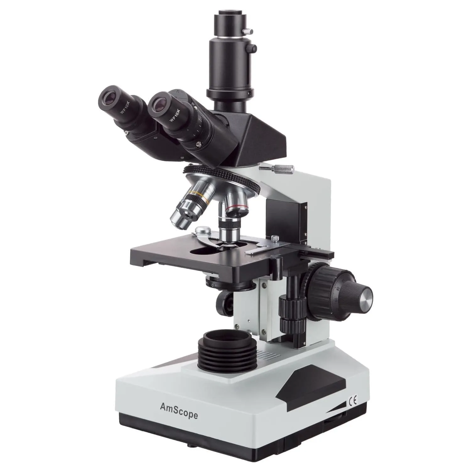 AmScope T490 Series Simul-Focal Biological Trinocular Compound Microscope with Optional Digital Camera