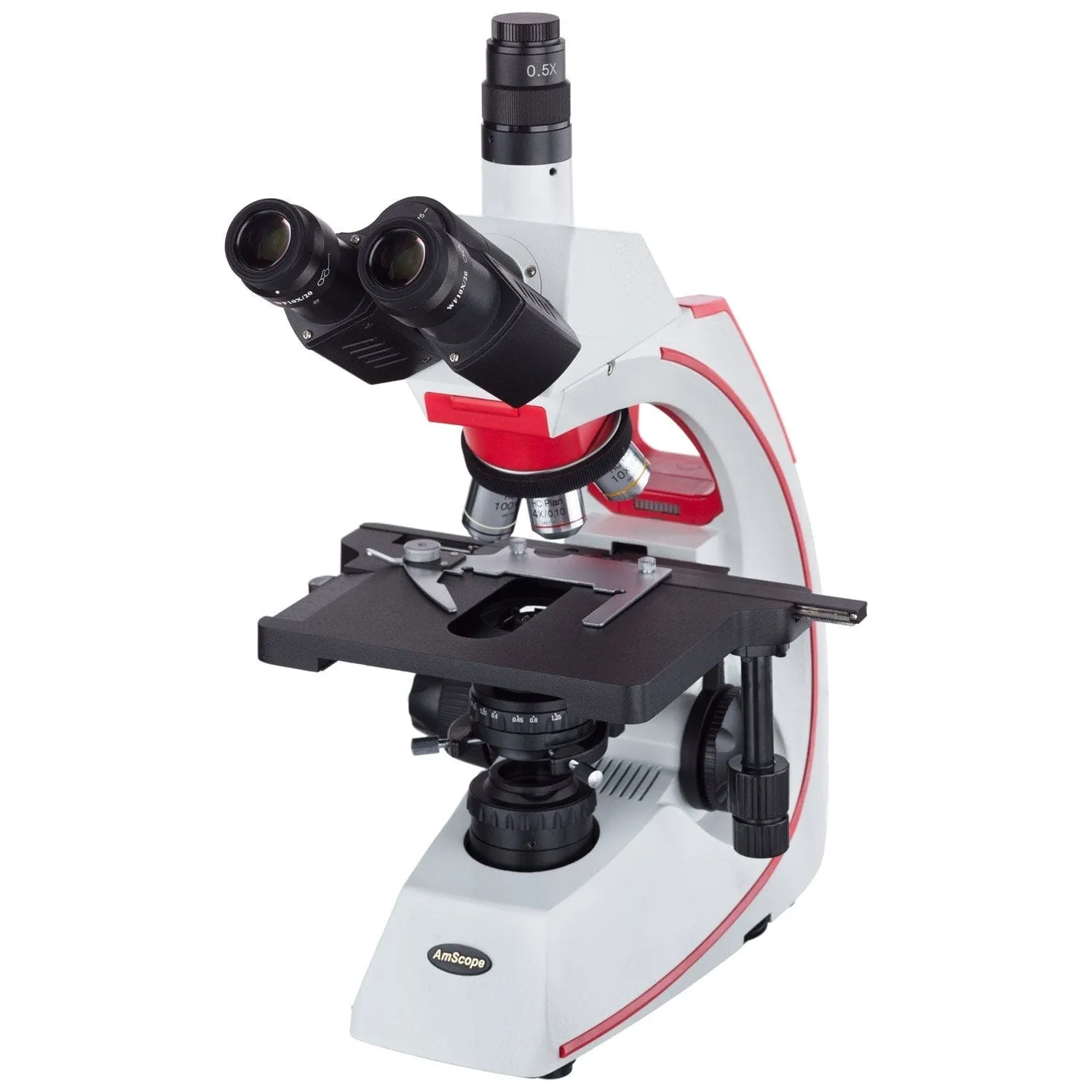 AmScope T620 Series Simul-Focal Trinocular Compound Microscope with 3W LED Kohler Illumination, 3D Mechanical Stage and Optional Digital Camera