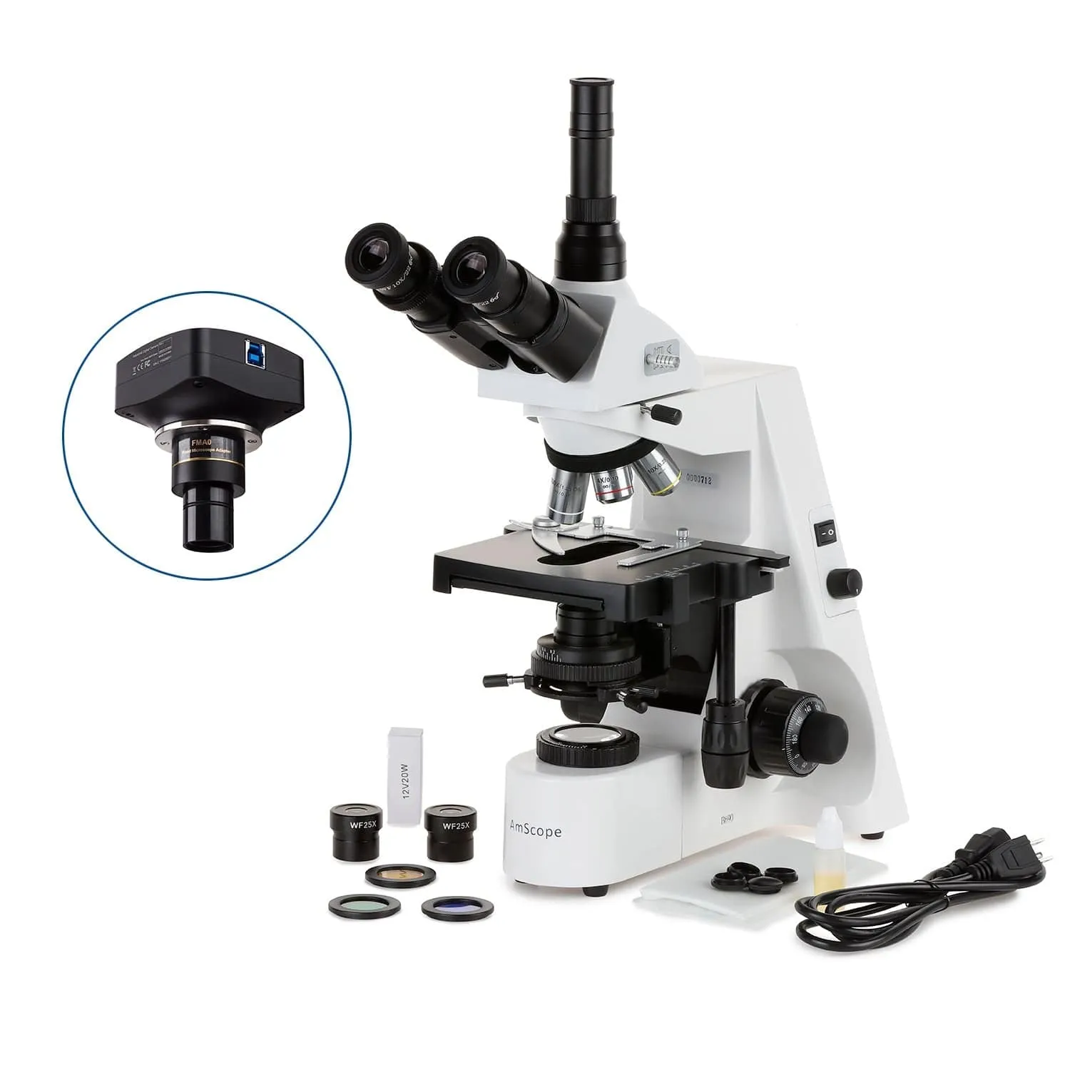 AmScope T690 Series Trinocular Compound Microscope with Koehler Illumination, Plan Optics and Optional Camera