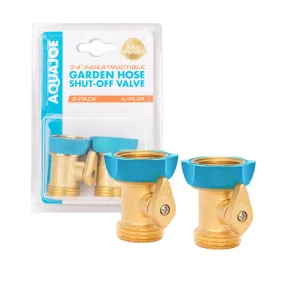 Aqua Joe AJ-IHE-2PK Indestructible Series Heavy-Duty Hose Shut Off Valve | Brass Construction | 2-Pack