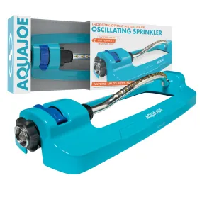 Aqua Joe AJ-OMS18-BRS Indestructible Metal Base Oscillating Sprinkler | Customizable Coverage | 4295 Sq. Ft. Max Coverage