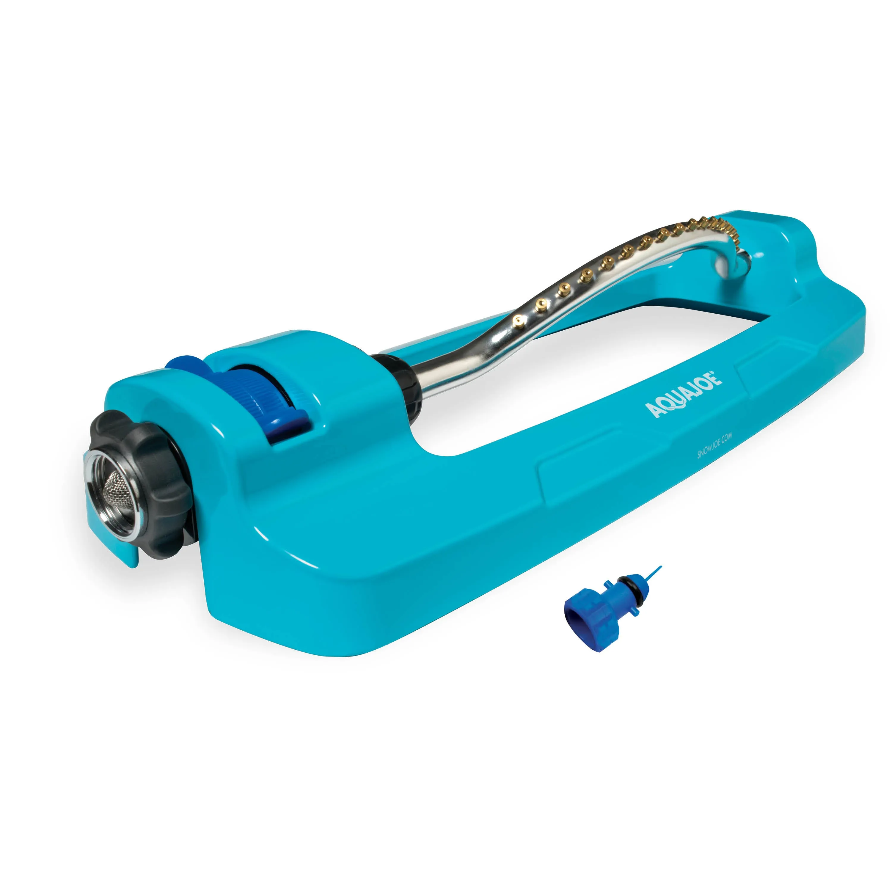 Aqua Joe AJ-OMS18-BRS Indestructible Metal Base Oscillating Sprinkler | Customizable Coverage | 4295 Sq. Ft. Max Coverage