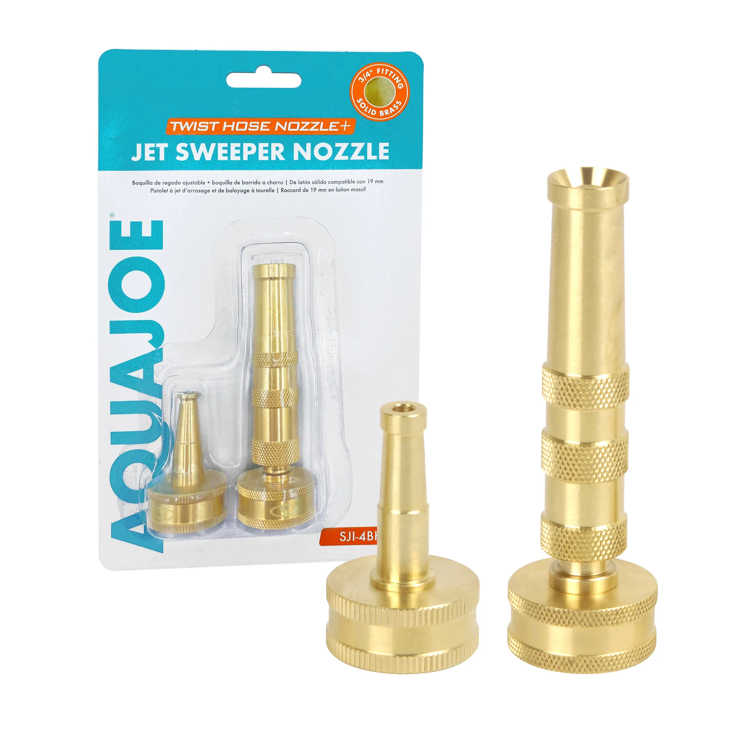 Aqua Joe Fiberjacket Brass Hose Nozzle Bundle | Includes 100-Foot Fiberjacket Hose and Brass Nozzles