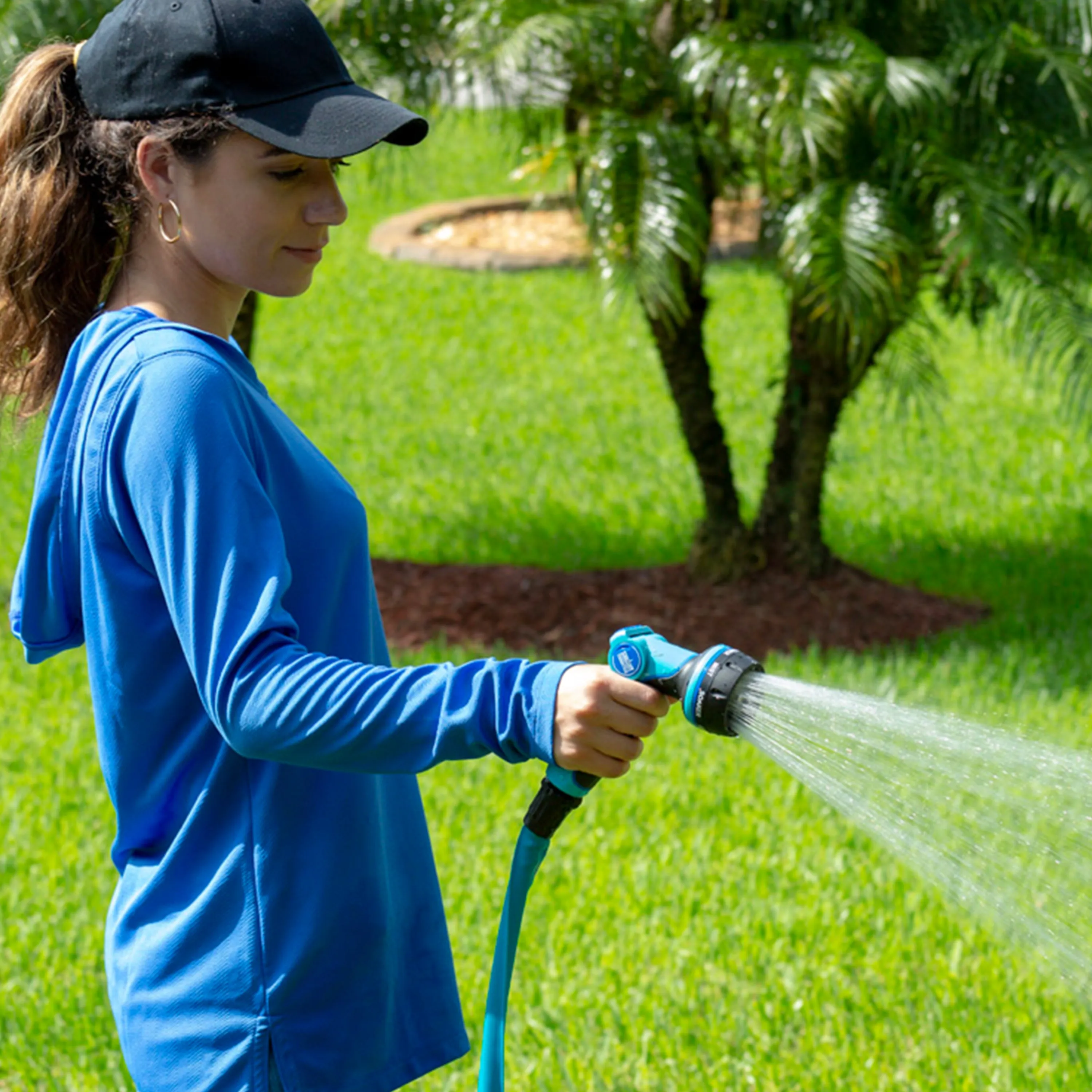 Aqua Joe Indestructible Watering Bundle | Includes Heavy Duty Stainless Steel Hose, Indestructible Multi-Function Nozzle, and Indestructible Tripod Sprinkler