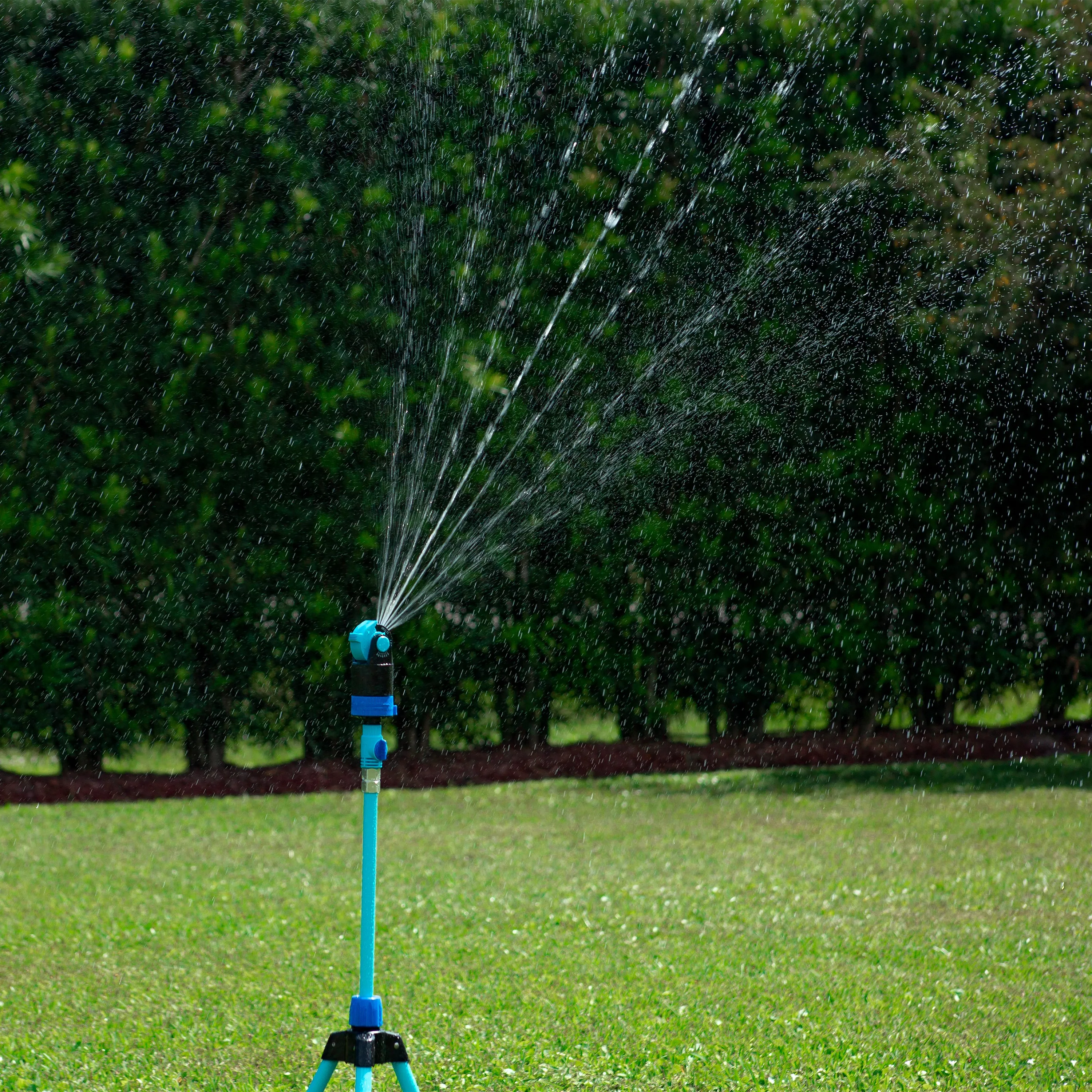 Aqua Joe Indestructible Watering Bundle | Includes Heavy Duty Stainless Steel Hose, Indestructible Multi-Function Nozzle, and Indestructible Tripod Sprinkler