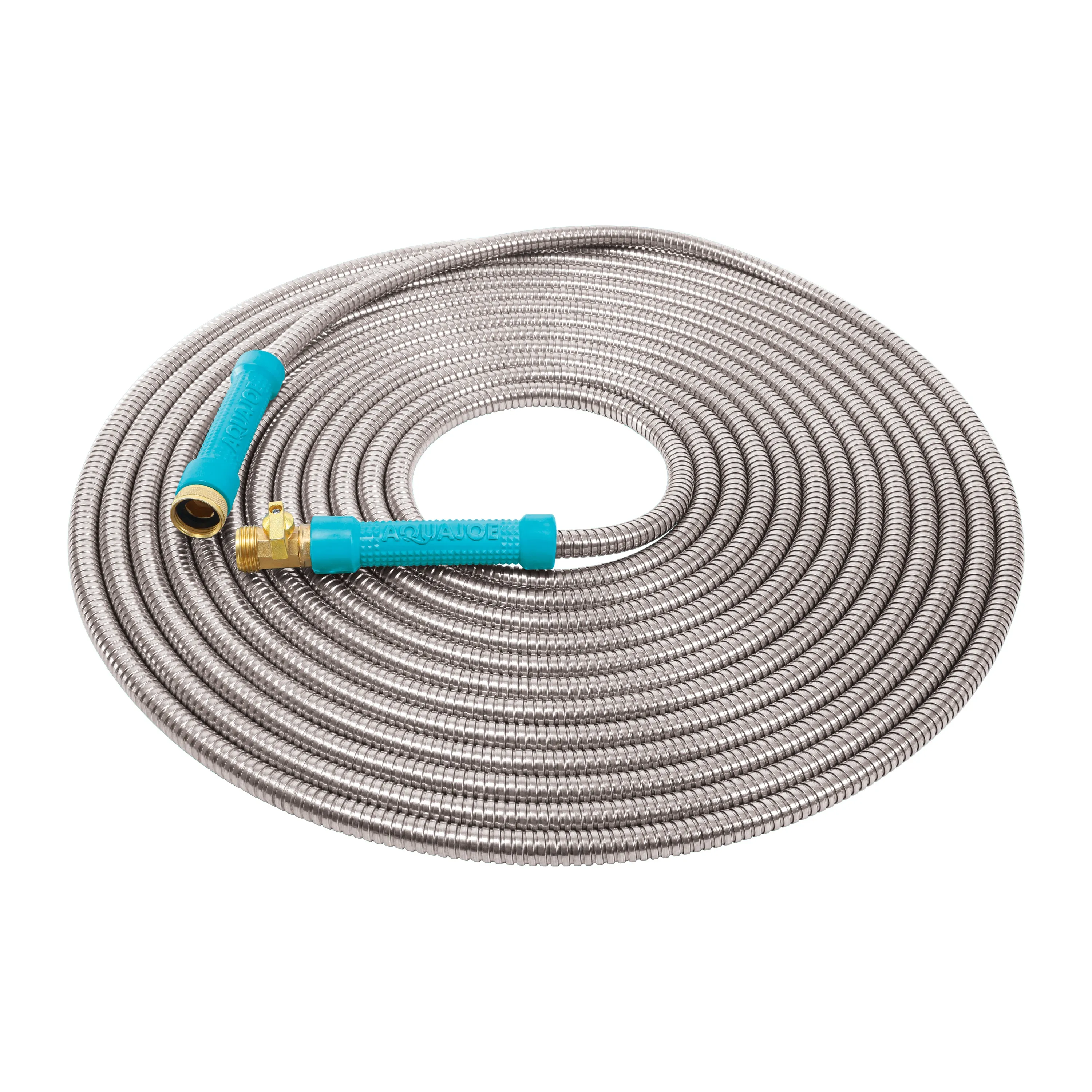 Aqua Joe Metal Garden Hose and Sprinkler Bundle |  50ft Metal Garden Hose   Oscillating Sprinkler