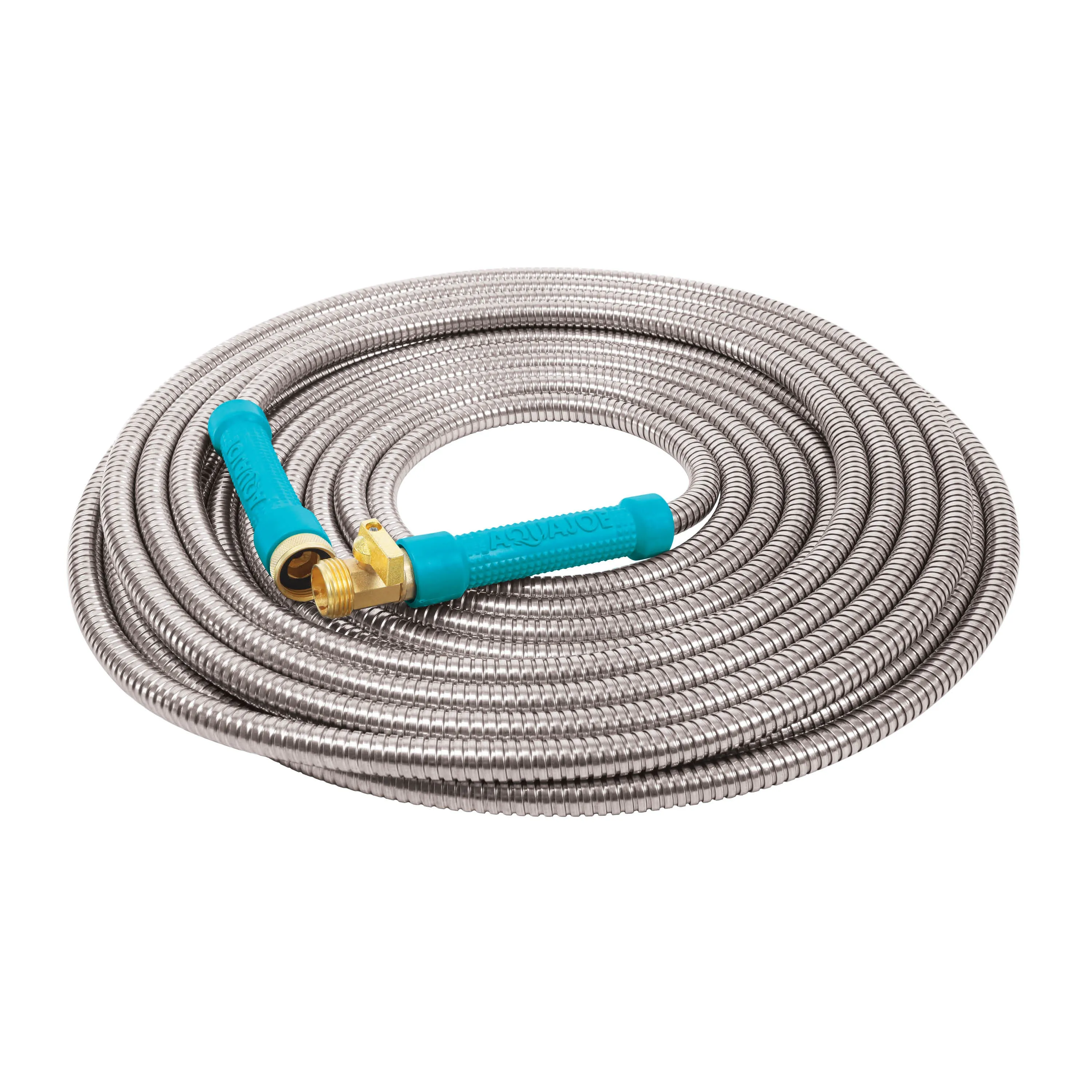 Aqua Joe Metal Garden Hose and Sprinkler Bundle |  50ft Metal Garden Hose   Oscillating Sprinkler