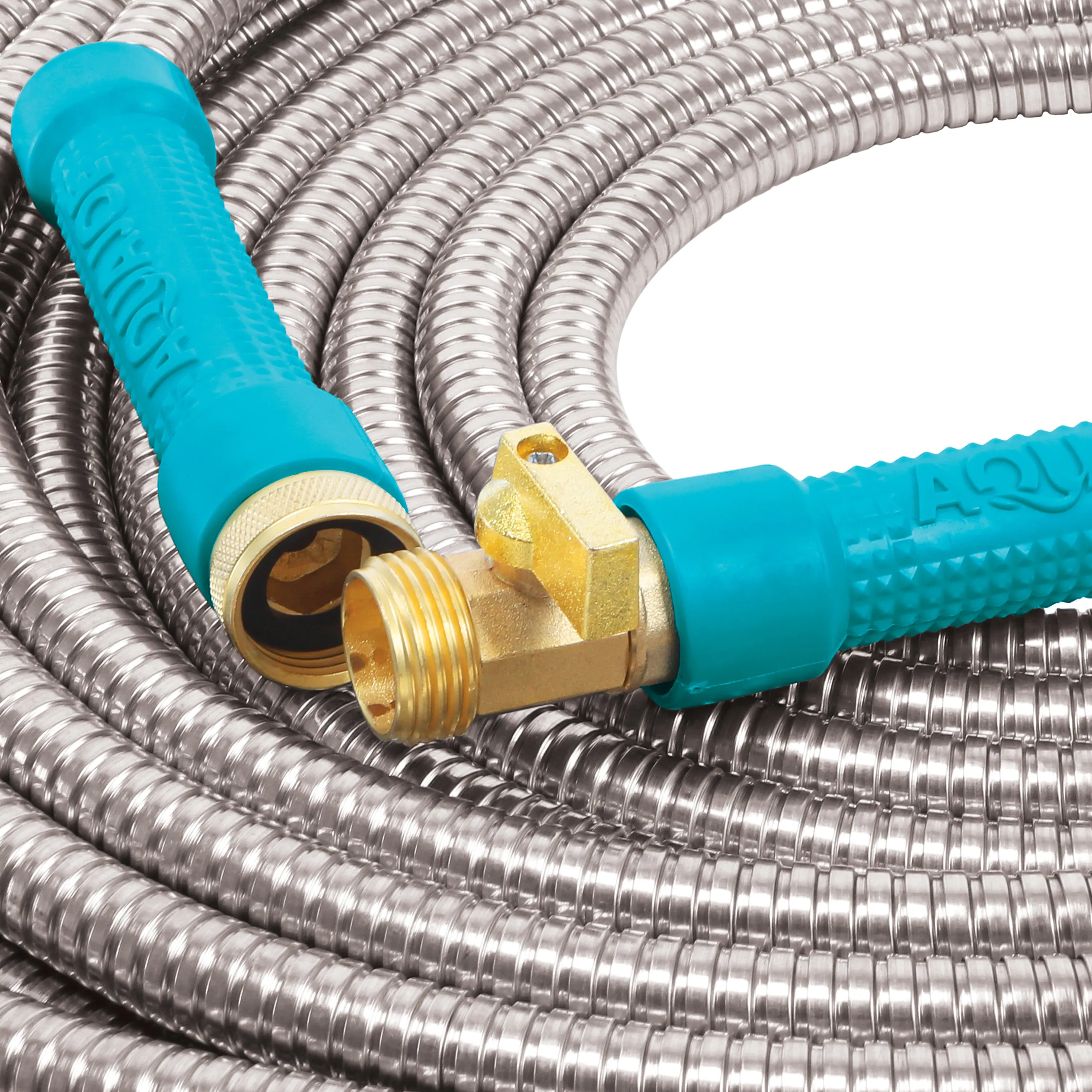 Aqua Joe Metal Garden Hose and Sprinkler Bundle |  50ft Metal Garden Hose   Oscillating Sprinkler