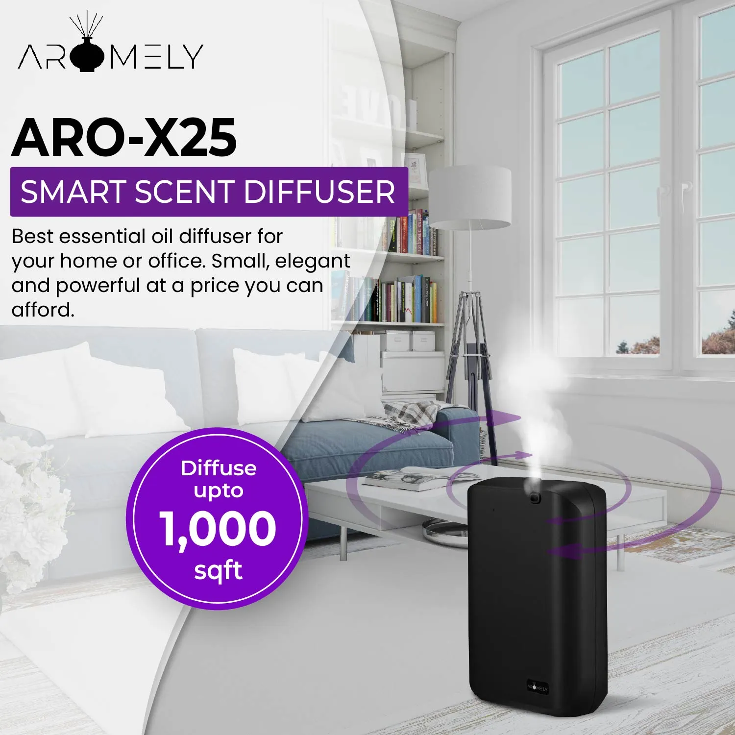 Aromely Smart Scent Diffuser for Home, Office & SPA Up To 1,000 SQFT.